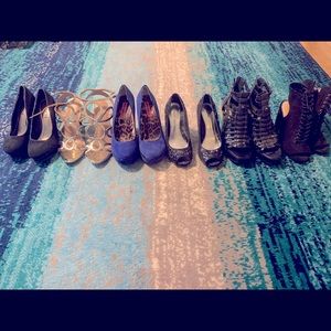Lot of size 6 heels 👠💙🖤🤍 blue black silver